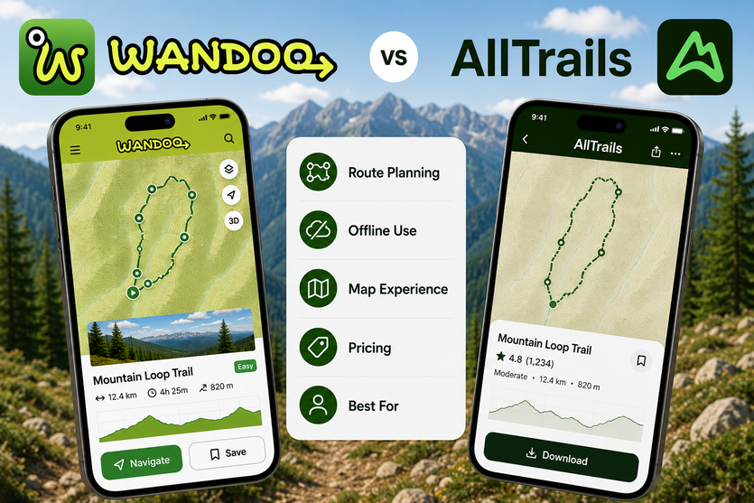 Comparison of WANDOO and AllTrails hiking apps